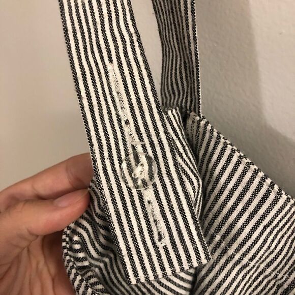 Hollister Adjustable Striped Button Down Dress Overalls White Blue ~ Size Small - Picture 6 of 9